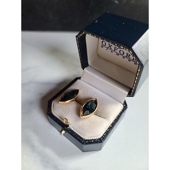 SAL Swarovski Blue Crystal Stud Earrings Vintage - Picture 8 of 10